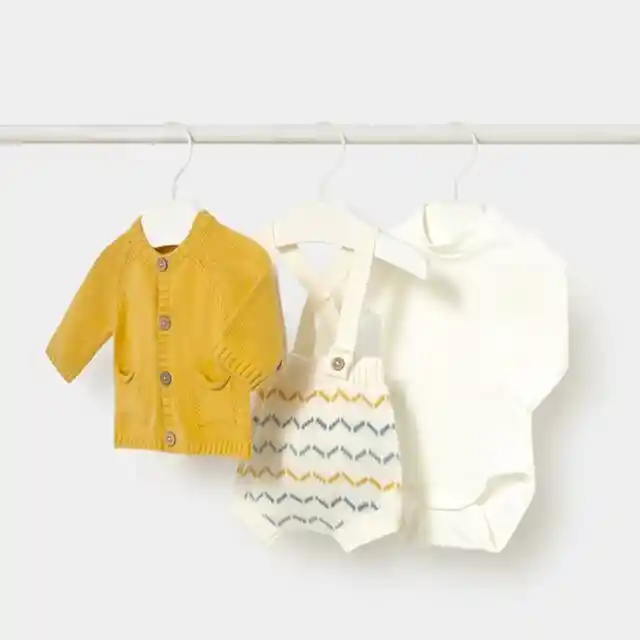 Mayoral Kışlık Erkek Bebek Body Salopet Ceket 3'lü Set Sarı
