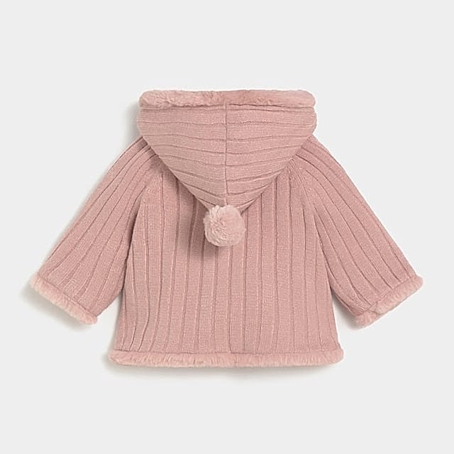 Mayoral Kışlık Kız Bebek Kapşonlu Kürklü Hırka Ceket Pembe