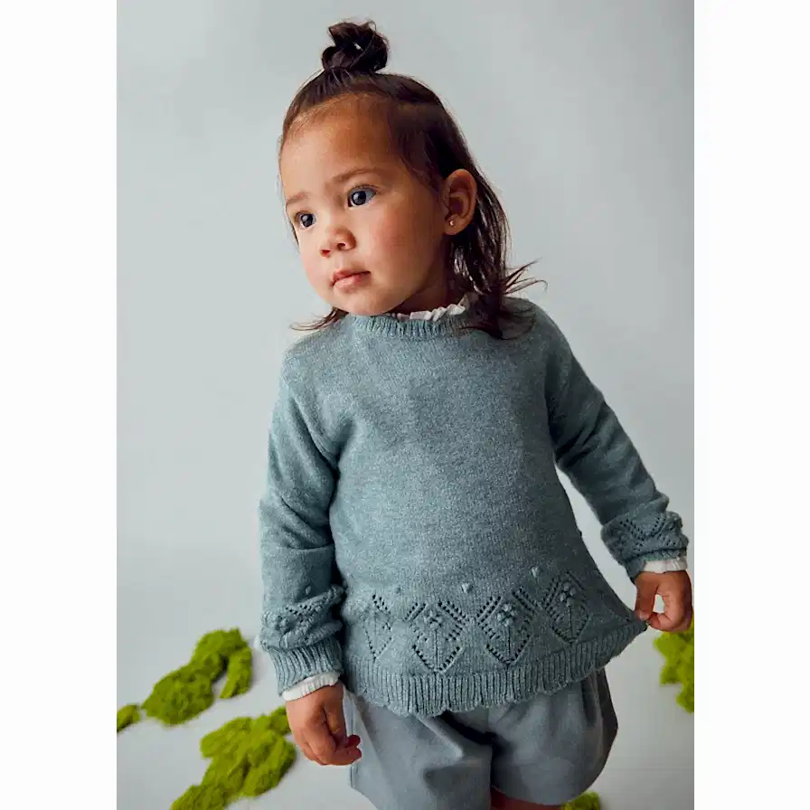 Mayoral Kışlık Kız Bebek Örme Kazak Mavi