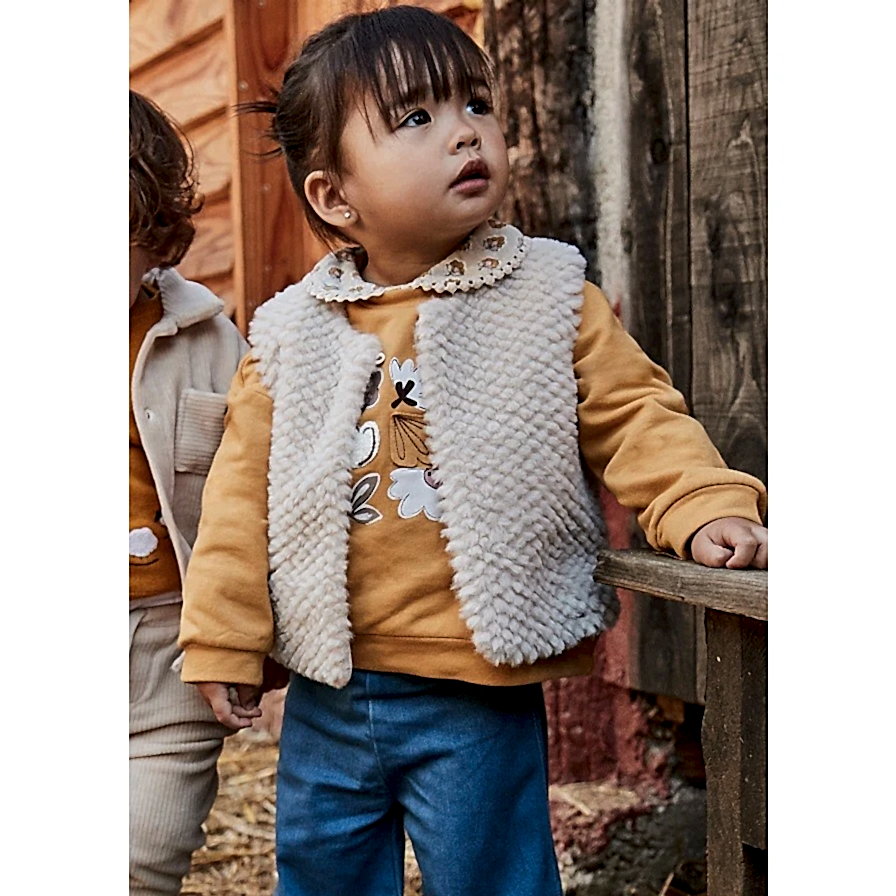 Mayoral Kışlık Kız Bebek Kürklü Yelek Bej