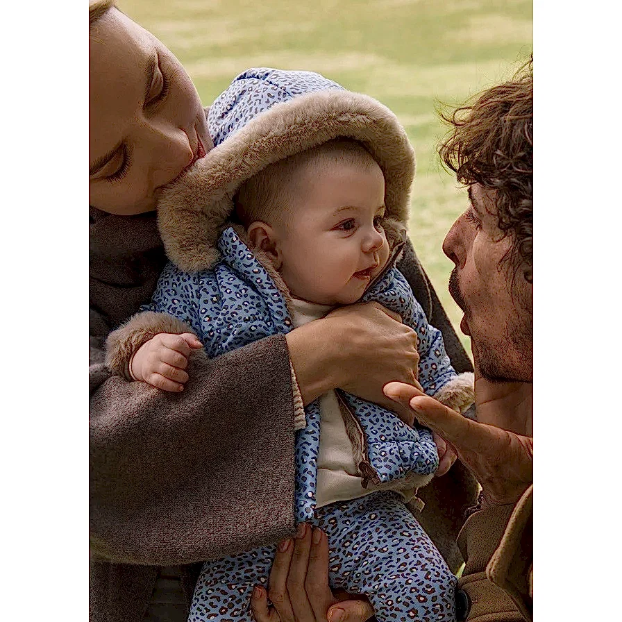 Mayoral Kışlık Kız Bebek Çift Taraflı Kürklü Kapşonlu Mont Mavi