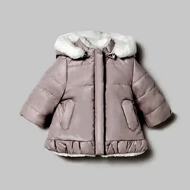 Mayoral Kışlık Kız Bebek Çift Taraflı Kürklü Kapşonlu Mont Pembe