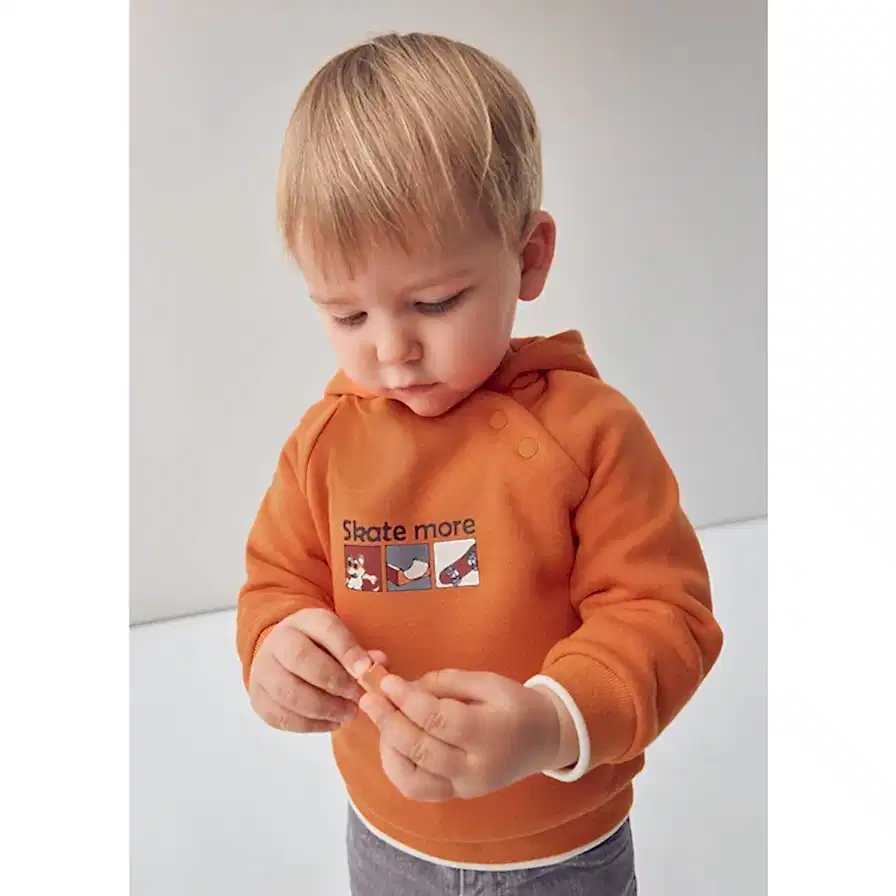 Mayoral Kışlık Erkek Bebek Kapşonlu Sweatshirt Turuncu
