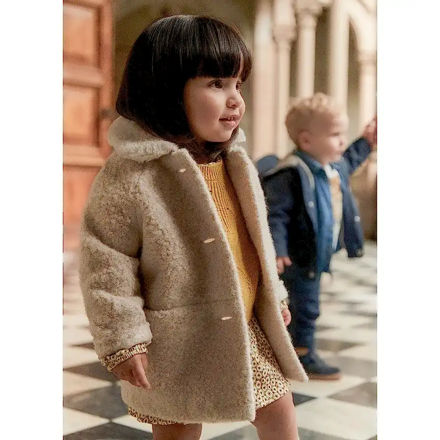 Mayoral Kışlık Kız Bebek Kürk Palto Bej