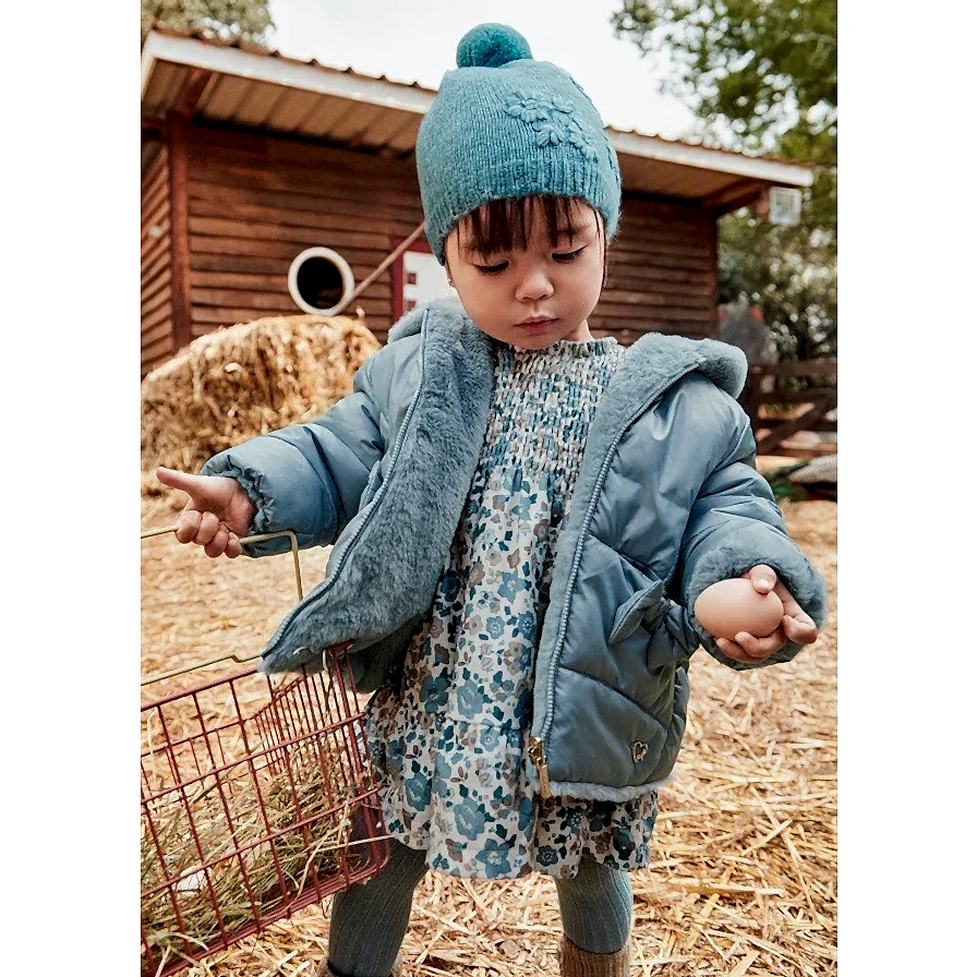 Mayoral Kışlık Kız Bebek Çift Taraflı Kapşonlu Kürklü Mont Yeşil