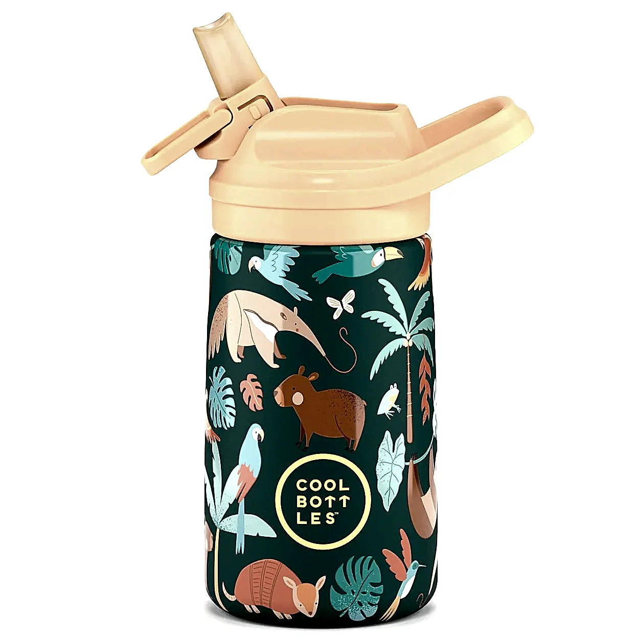 Cool Bottles Paslanmaz Çelik Suluk - The Kiddie Bottle Rainforest Refuge 350 ml