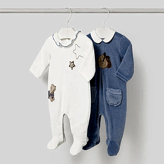 Mayoral Kışlık Kız Bebek Kadife Tulum İkili Set Mavi