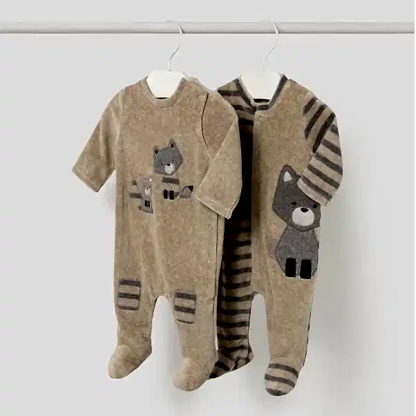 Mayoral Kışlık Erkek Bebek Kadife Tulum İkili Set Bej