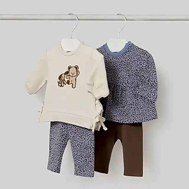 Mayoral Kışlık Kız Bebek Sweatshirt Tayt Dörtlü Set Mavi