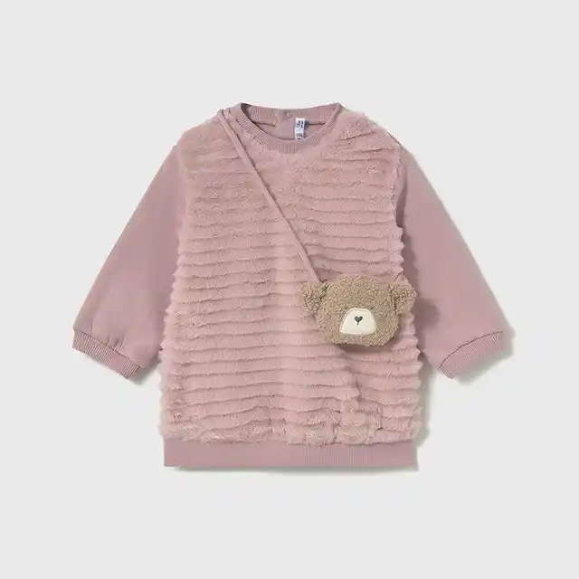 Mayoral Kışlık Kız Bebek Elbise Çanta Set Pembe