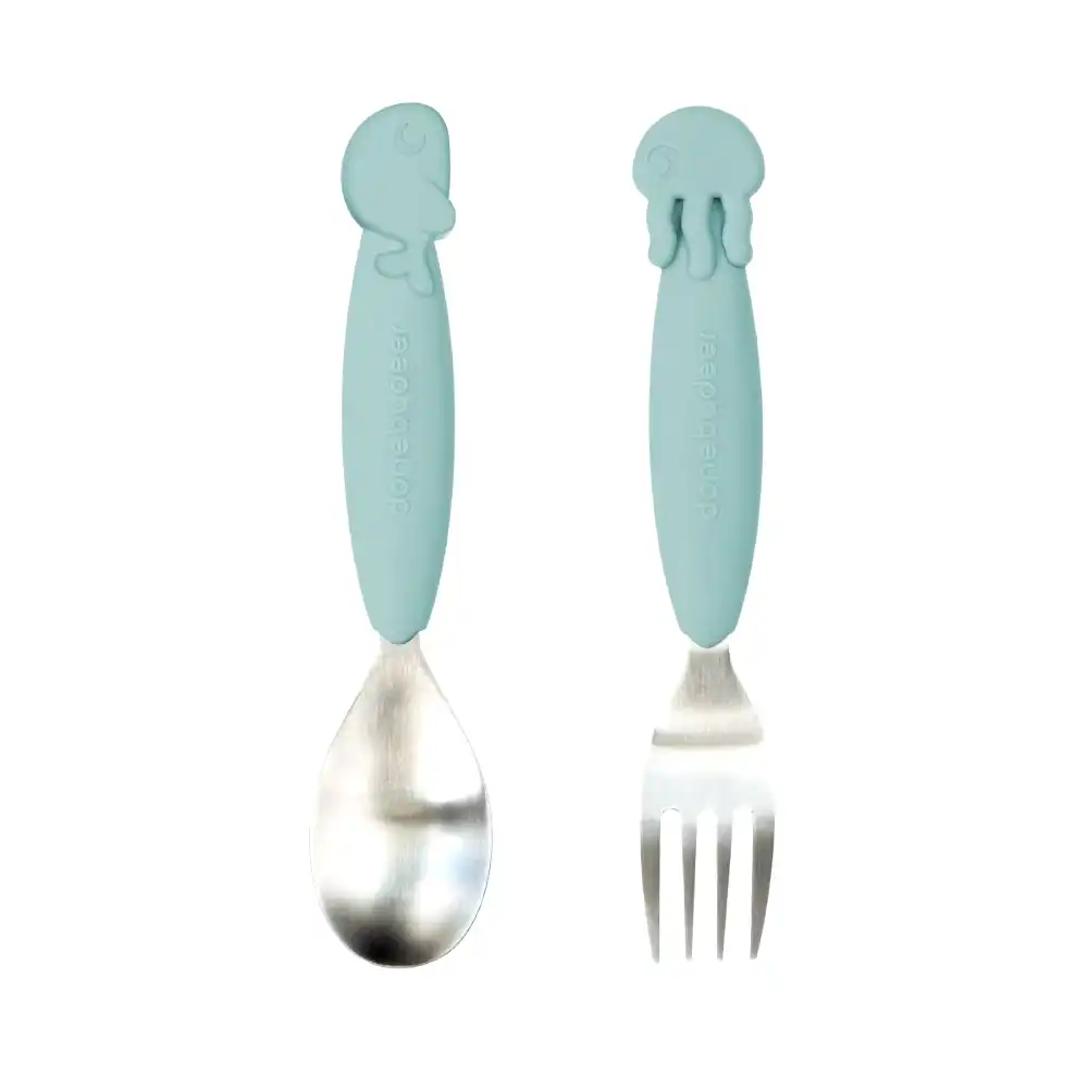Done by Deer Sea Friends Paslanmaz Çelik Çatal & Kaşık Seti - Mavi