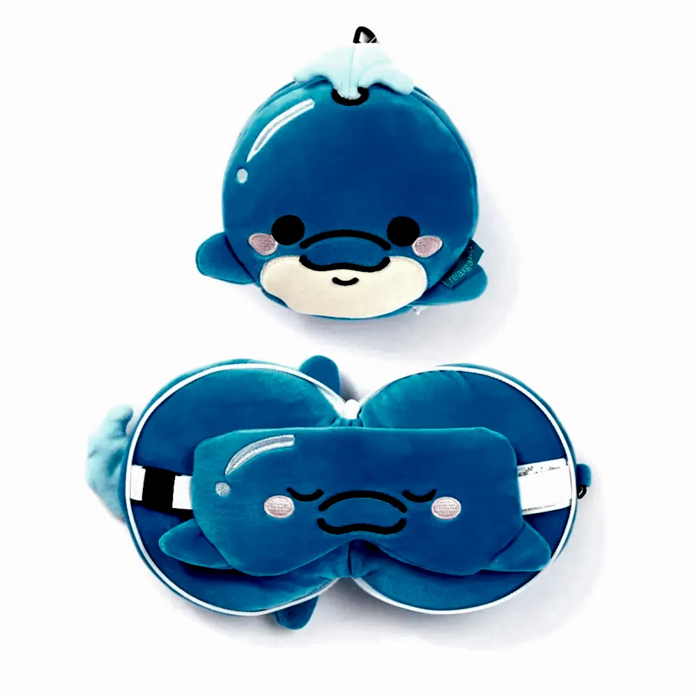 Relaxeazzz Seyahat Yastığı Ve Göz Maskesi Adoramals Blu the Dolphin Plush