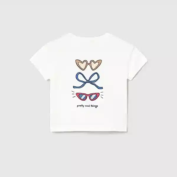 Mayoral Yazlık Kız Bebek Kısa Kol T-shirt Ekru
