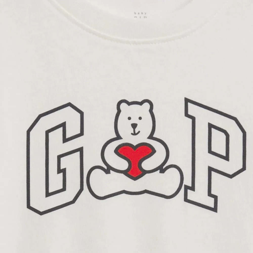 GAP Erkek Bebek Logolu Kısa Kol T-Shirt Ekru