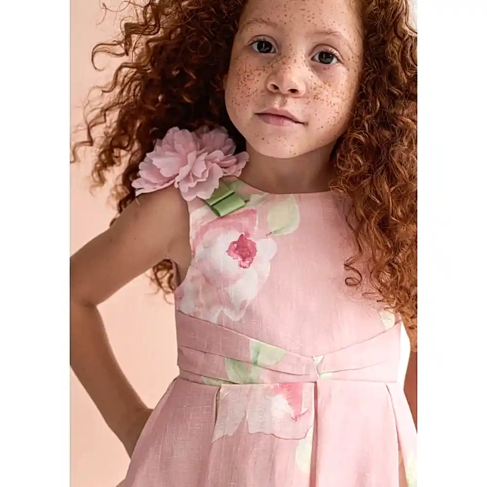 Abel & Lula Abel Lula Yazlık Kız Keten Elbise Pembe - Elbise,Etek - Görsel 2