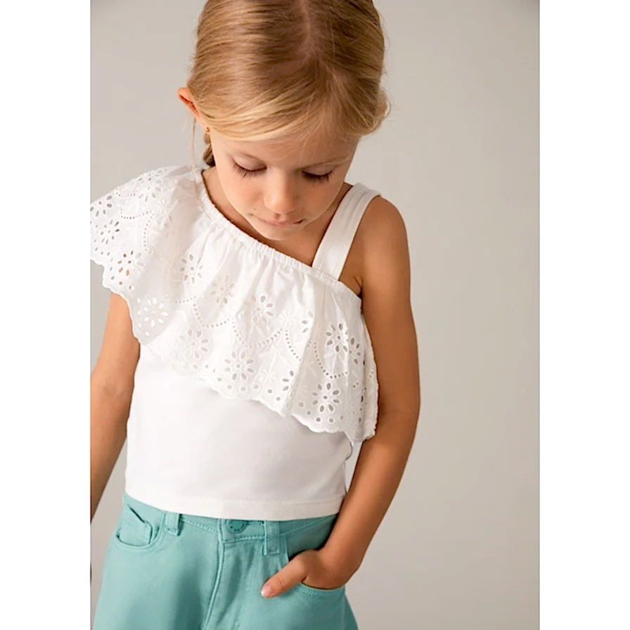 Mayoral Yazlık Kız Kolsuz Bluz Ekru