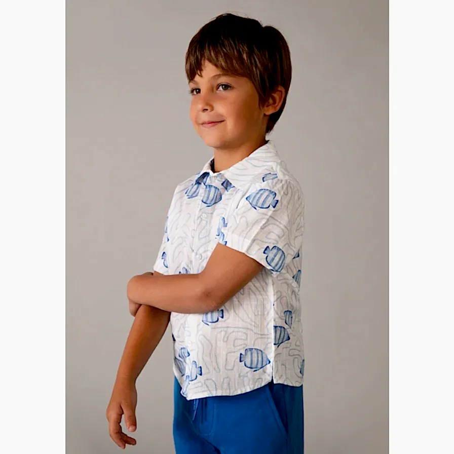 Mayoral Yazlık Erkek Kısa Kol Gömlek Beyaz