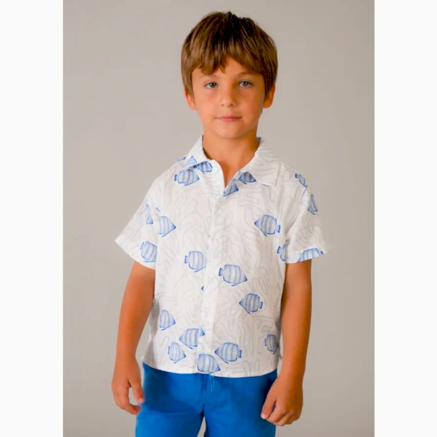 Mayoral Yazlık Erkek Kısa Kol Gömlek Beyaz