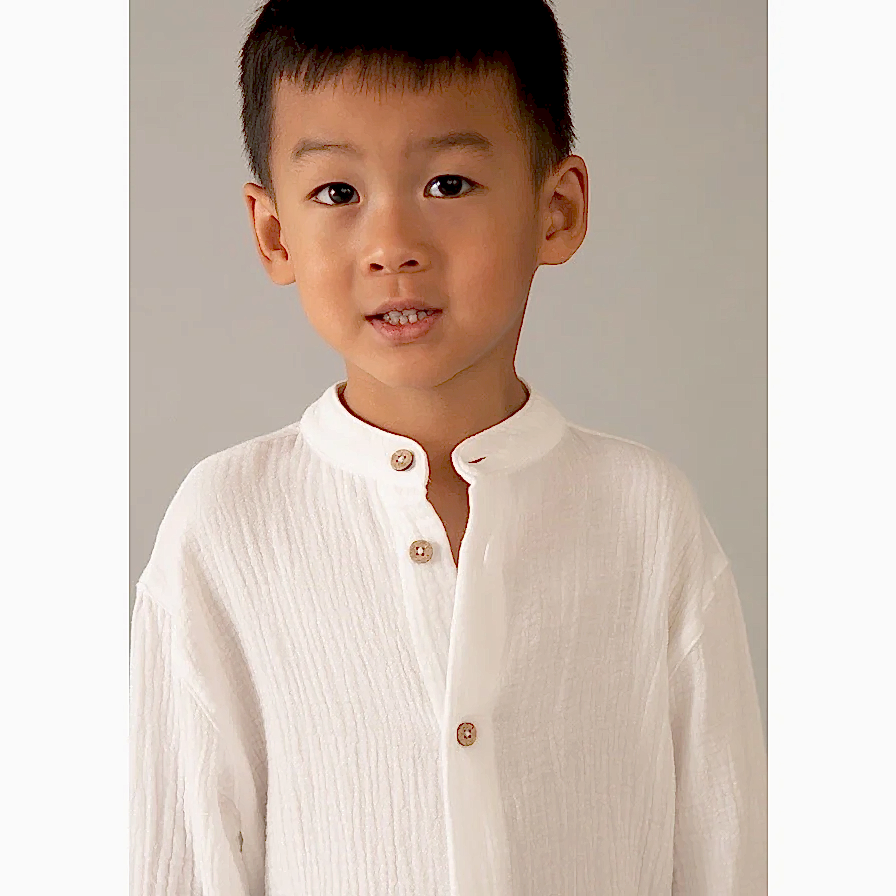 Mayoral Yazlık Erkek Uzun Kol Gömlek Ekru