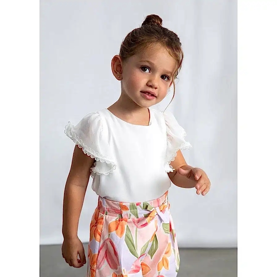 Mayoral Yazlık Kız Kısa Kol Bluz Ekru