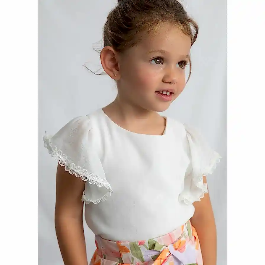 Mayoral Yazlık Kız Kısa Kol Bluz Ekru