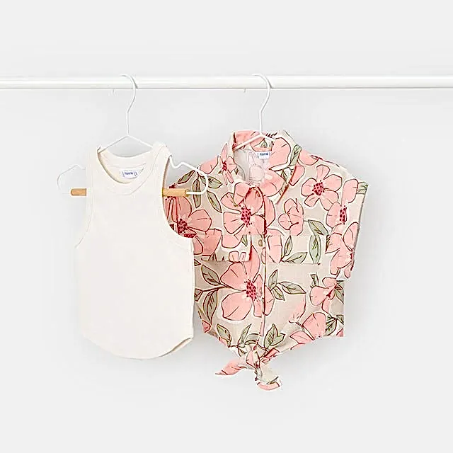 Mayoral Yazlık Kız Bluz Kısa Kol Gömlek Set Turuncu