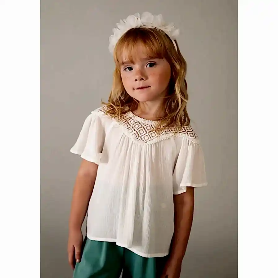 Mayoral Yazlık Kız Kısa Kol Bluz Ekru