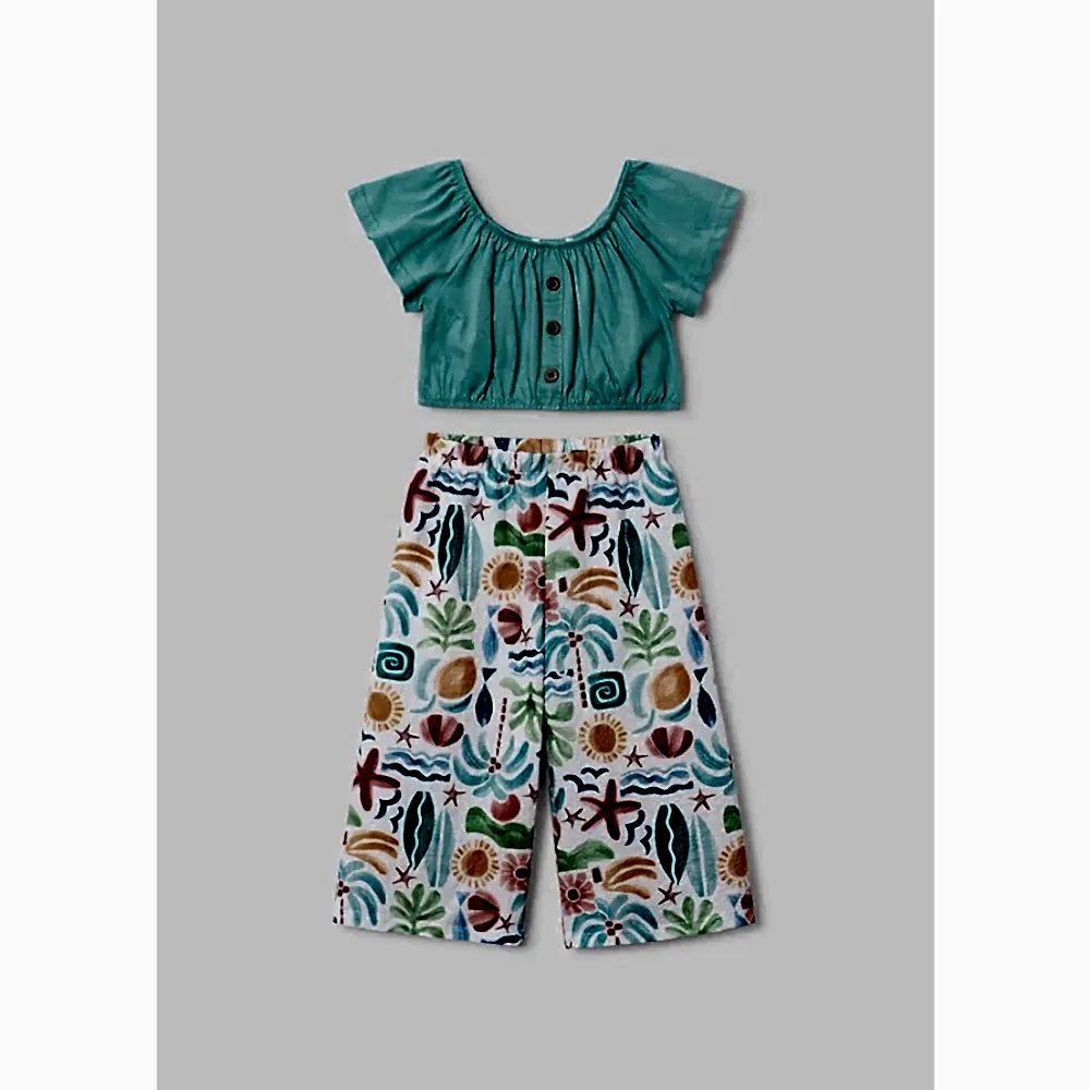 Mayoral Yazlık Kız Bluz Pantolon Set Yeşil