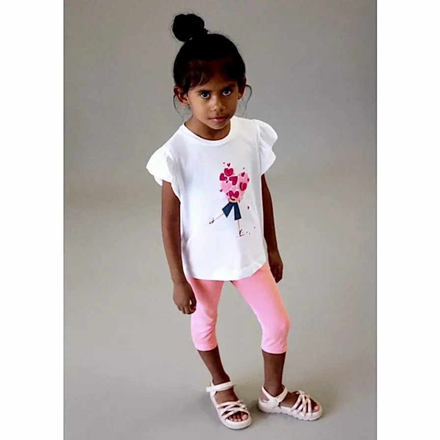 Mayoral Yazlık Kız Bluz Tayt 3'lü Set Pembe