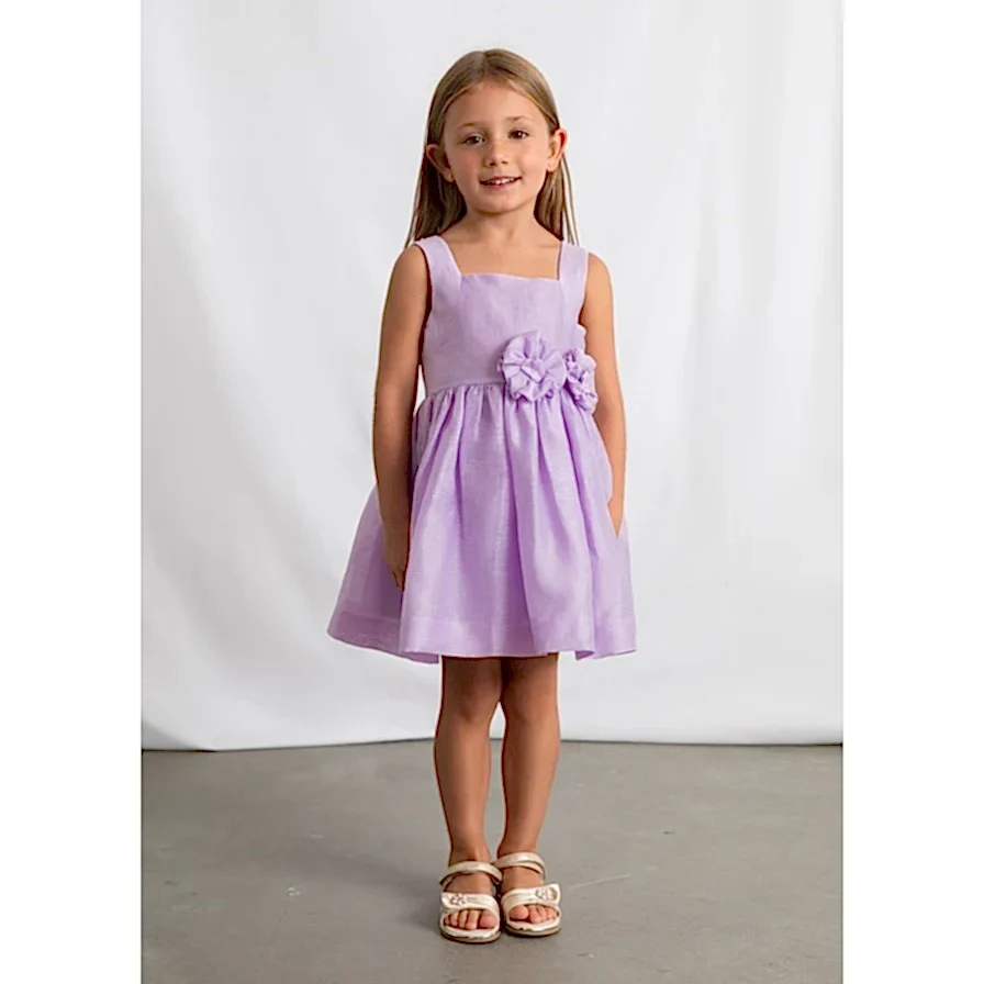 Mayoral Yazlık Kız Keten Elbise Mor