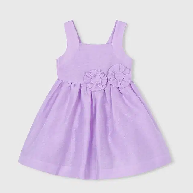 Mayoral Yazlık Kız Keten Elbise Mor