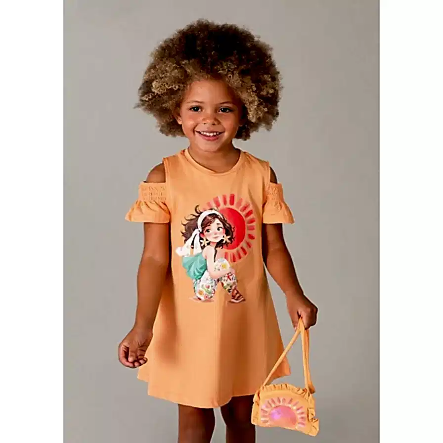Mayoral Yazlık Kız Elbise ve Çanta Set Turuncu