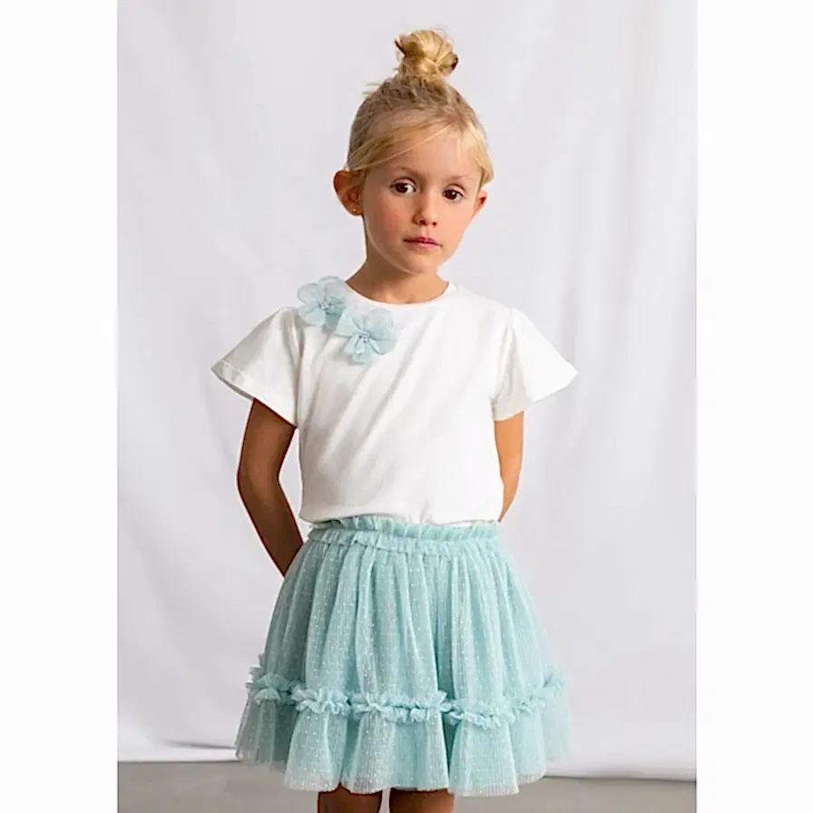 Mayoral Yazlık Kız Bluz Tül Etek Set Yeşil