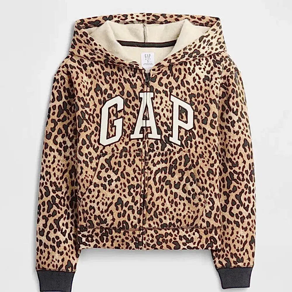 GAP Logolu Kışlık Kız Çocuk Fermuarlı Kapüşonlu Sweatshirt Kahverengi