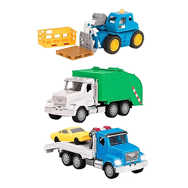 Driven 3'lü Set - Çekici, Teleskopik Yükleyici, Çöp Kamyonu STD - Oyuncak Araba