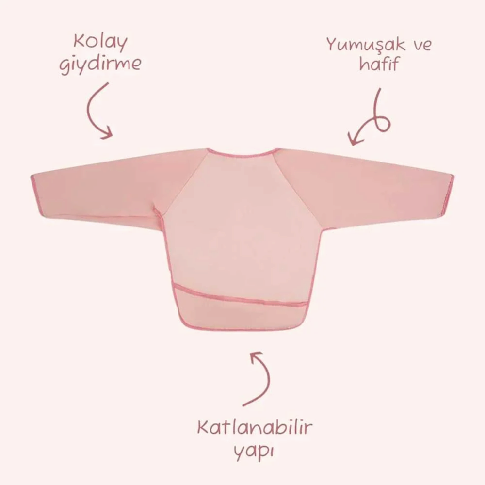 Miniboni Oyun Ve Mama Önlüğü Uzun Kollu Pembe