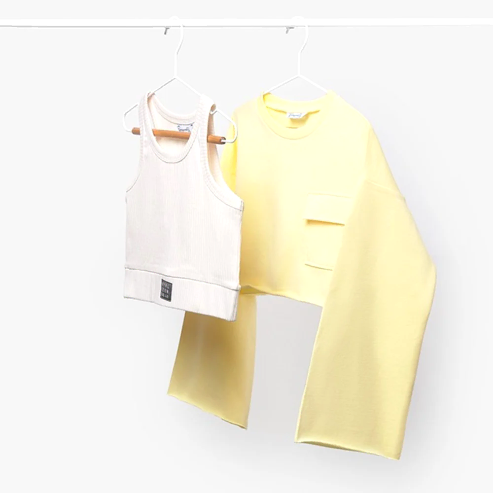 Mayoral Yazlık Kız Bluz Sweatshirt Set Sarı