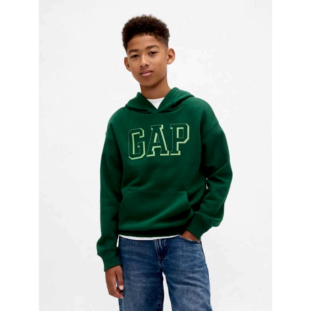 GAP Logolu Kışlık Erkek Çocuk Kapüşonlu Sweatshirt Yeşil