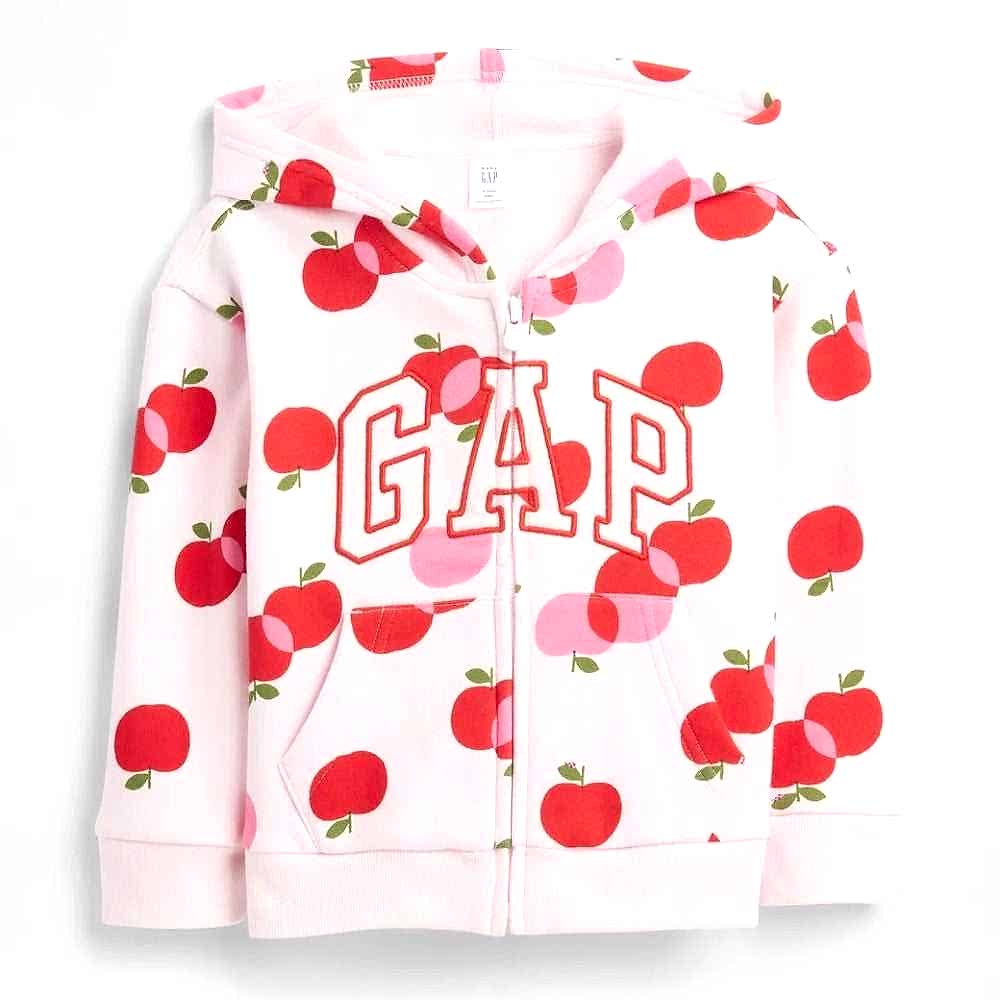 GAP Logolu Kışlık Kız Bebek Fermuarlı Sweatshirt Pembe