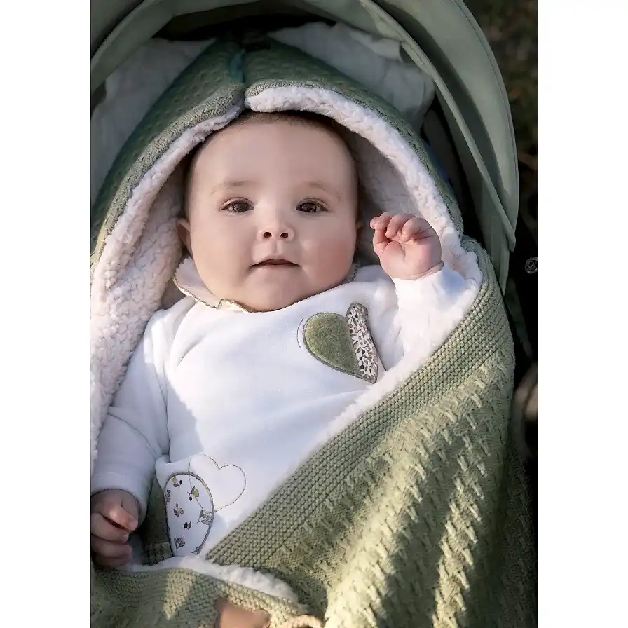 Mayoral Kışlık Bebek Örme Kürklü Kundak Battaniye Yeşil