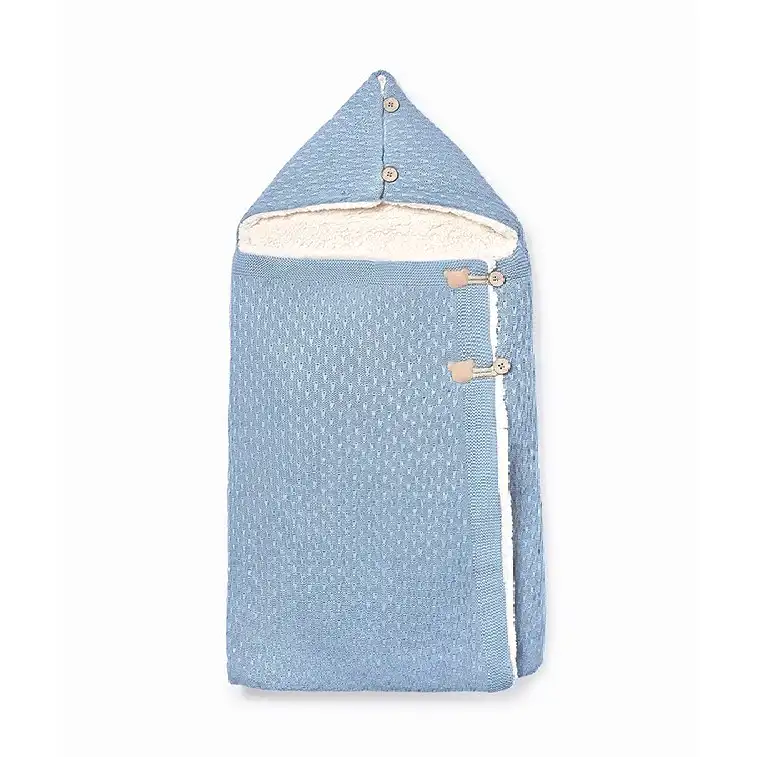 Mayoral Kışlık Bebek Örme Kürklü Kundak Battaniye Mavi