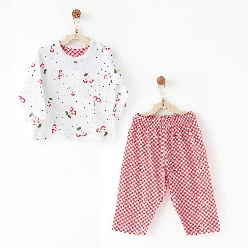 Andy Wawa Andywawa Kız Bebek 2'li Takım - Cherry Chatty Kırmızı - Pijamalar