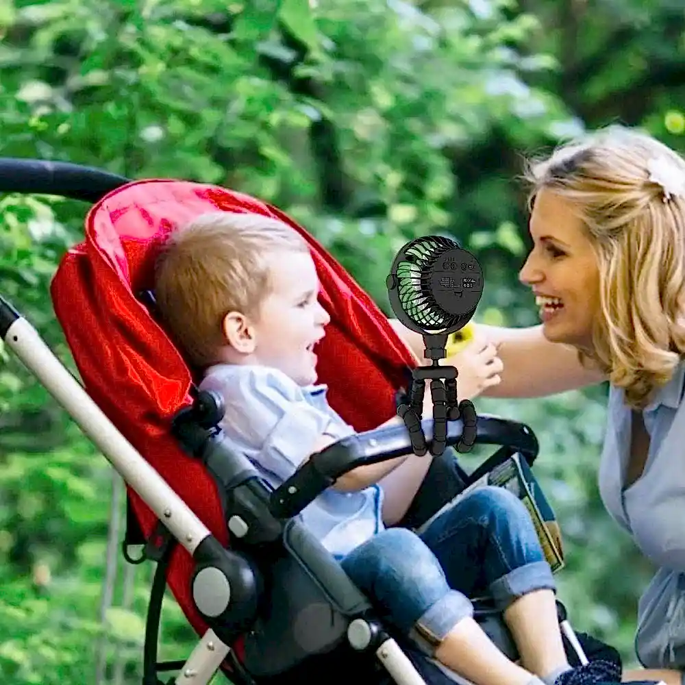 Amacool D07 2600 mAh Bebekler İçin USB Şarjlı Ahtapot Fan - Puset Aksesuarları - Görsel 2