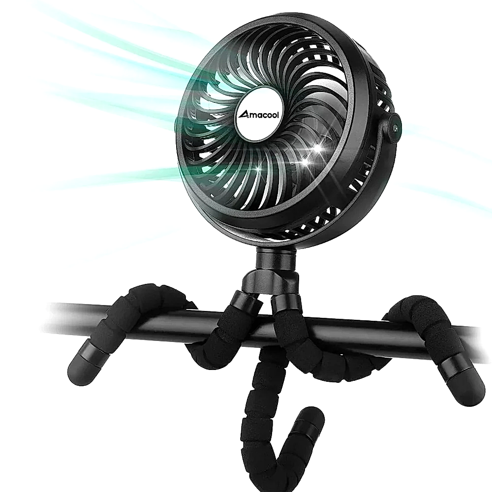 Amacool D07 2600 mAh Bebekler İçin USB Şarjlı Ahtapot Fan - Puset Aksesuarları