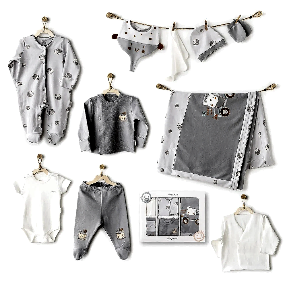 Andy Wawa Andywawa Erkek Bebek 10'lu Hastane Çıkış Seti Gri - Hastane Çıkışı