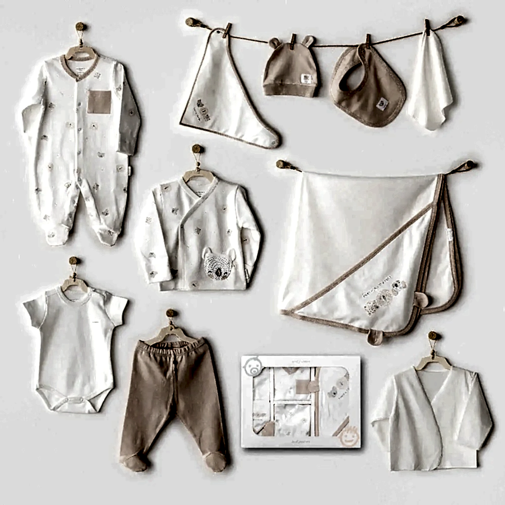 Andy Wawa Andywawa Erkek  Bebek 10'lu Hastane Çıkış Seti- Happy Animals Ekru - Hastane Çıkışı