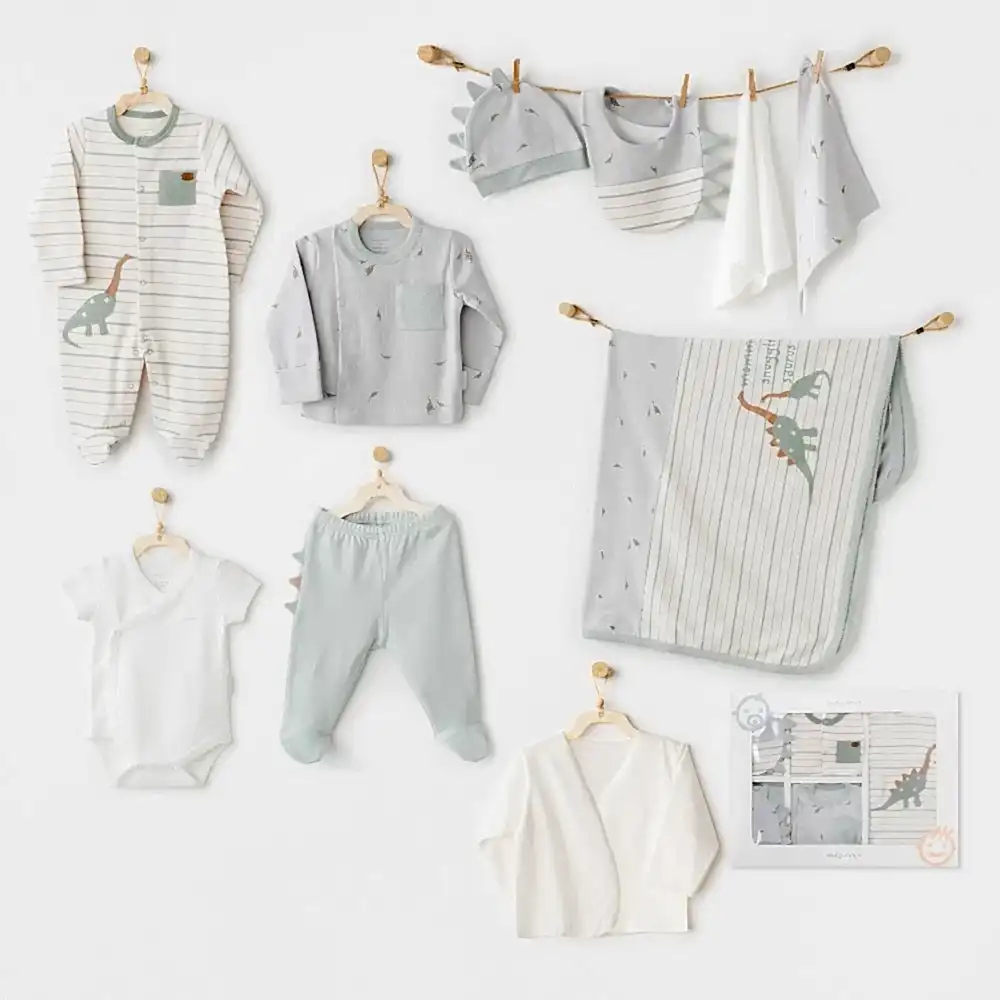 Andy Wawa Andywawa Erkek Bebek 10'lu Hastane Çıkış Seti- Snuggle Saurus Yeşil - Hastane Çıkışı