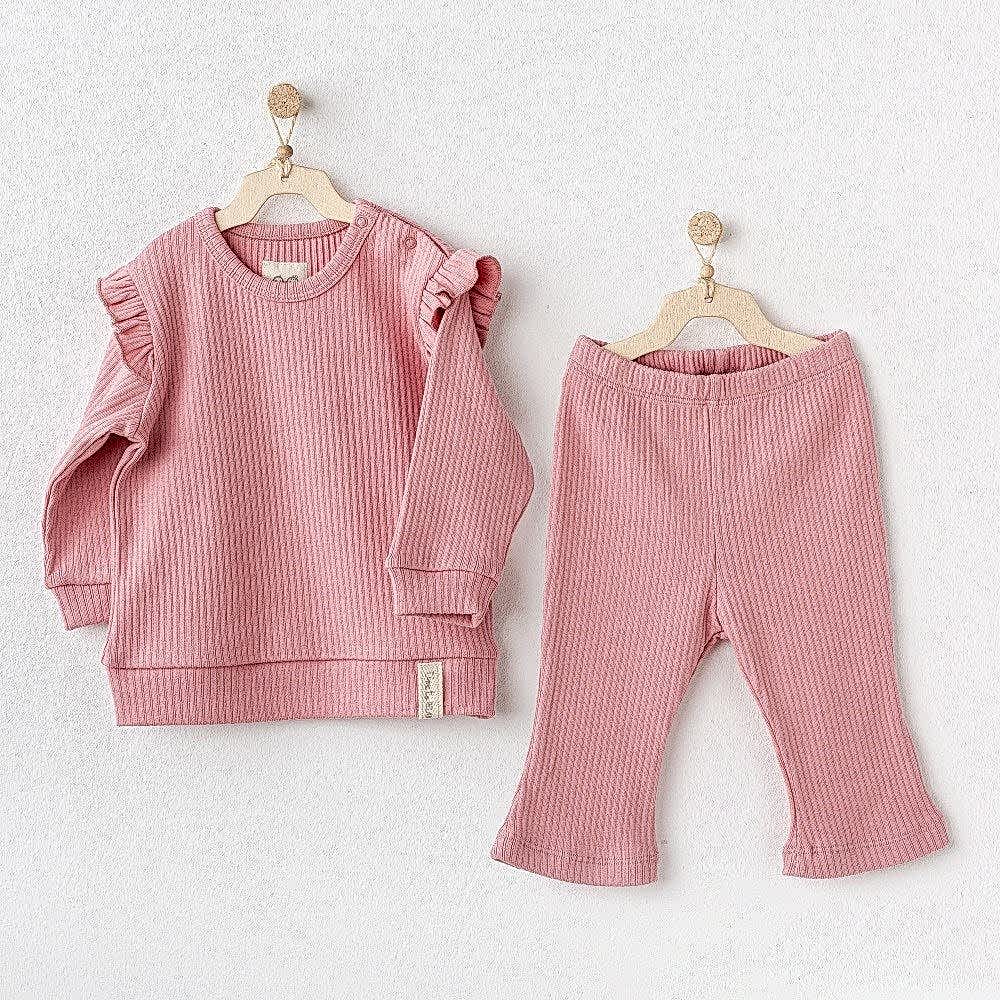 Andy Wawa Andywawa Kışlık Kız Bebek Takım 2'li Set Pembe - Pijamalar