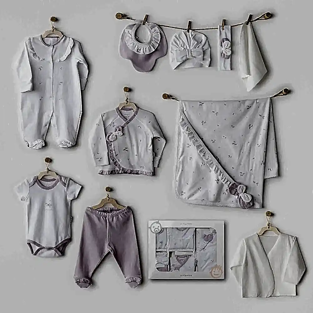 Andy Wawa Andywawa Kız Bebek10'lu Hastane Çıkış Seti- Butterfly Ekru - Hastane Çıkışı