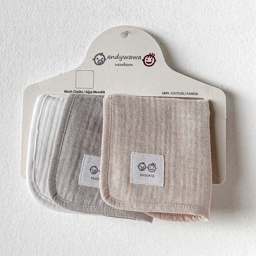 Andy Wawa Andywawa Müslin Bebek Ağız Mendili 3'lü Pembe - Önlük